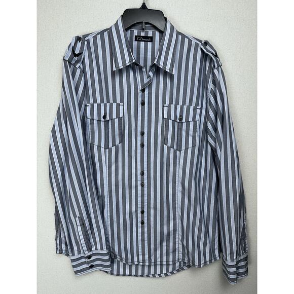 7 Diamonds Men’s Long Sleeve 2XL Shirt Gray White Button Up Eagle Accents - Picture 1 of 16